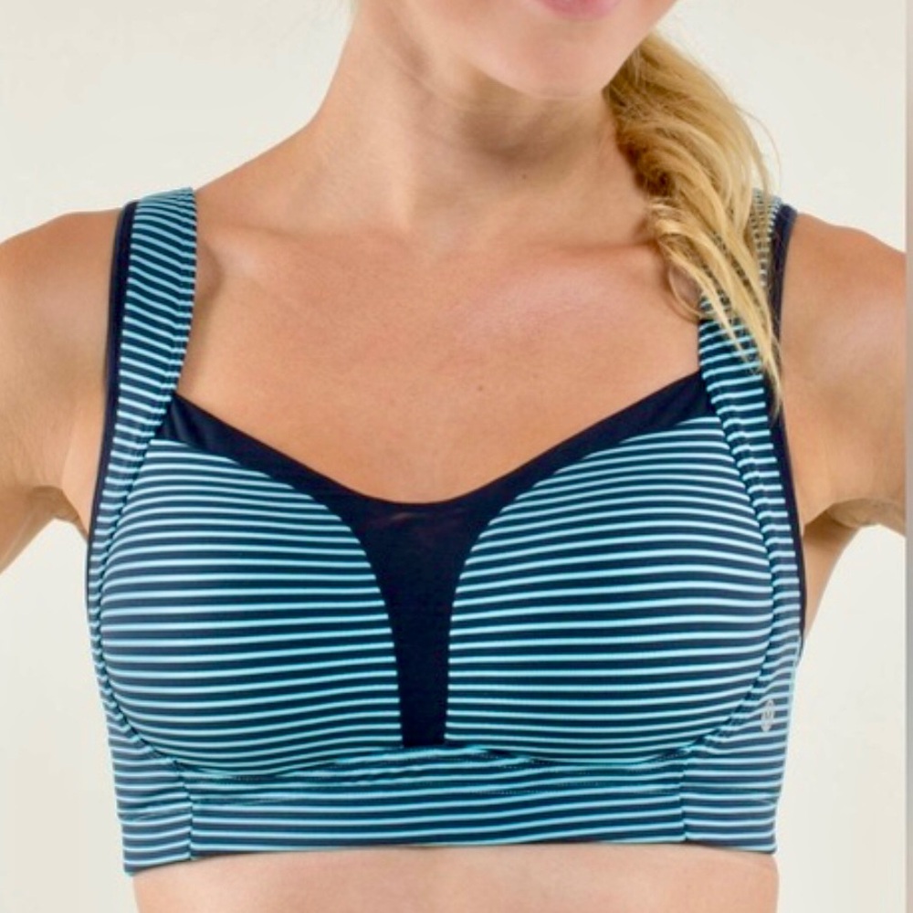 lululemon athletica Blue & Navy Striped Support Sports Bra